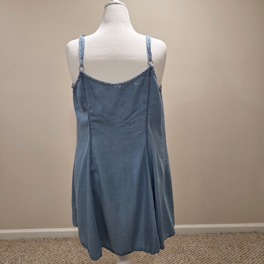 torrid Light Blue Denim Button-Front Slip Dress - Picture 4 of 5